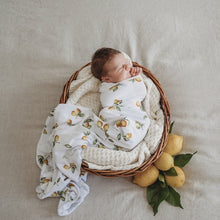 Load image into Gallery viewer, Lemon I Baby Jersey Wrap & Beanie Set