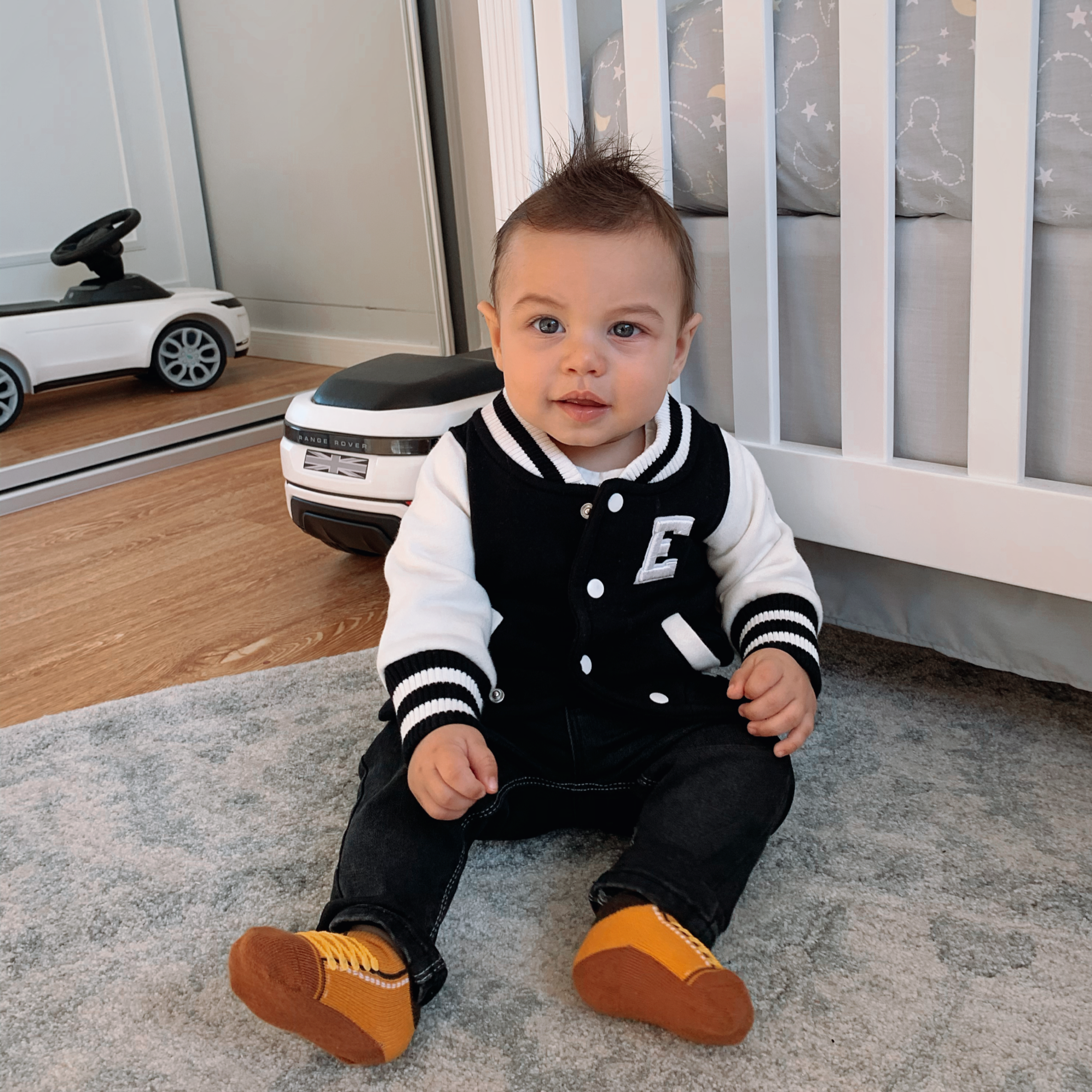 Baby top varsity jacket